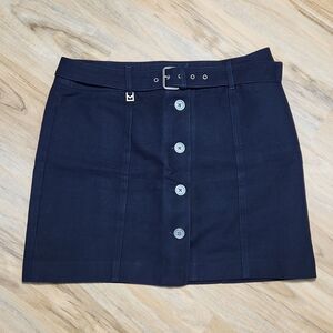 🔸️Michael Kors Dark Blue Buttoned Belted Skirt Size 10